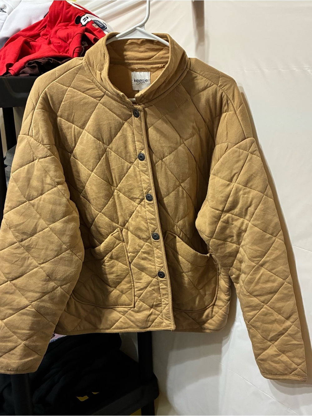 Kensie Quilted Tan Jacket - Womens Lightweight Coat